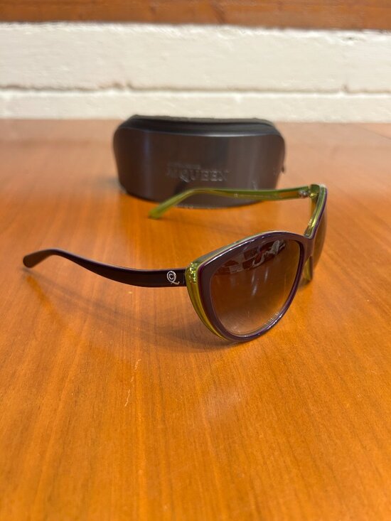 Alexander McQueen Cat-eye Sunglasses Purple & Green w/ Case